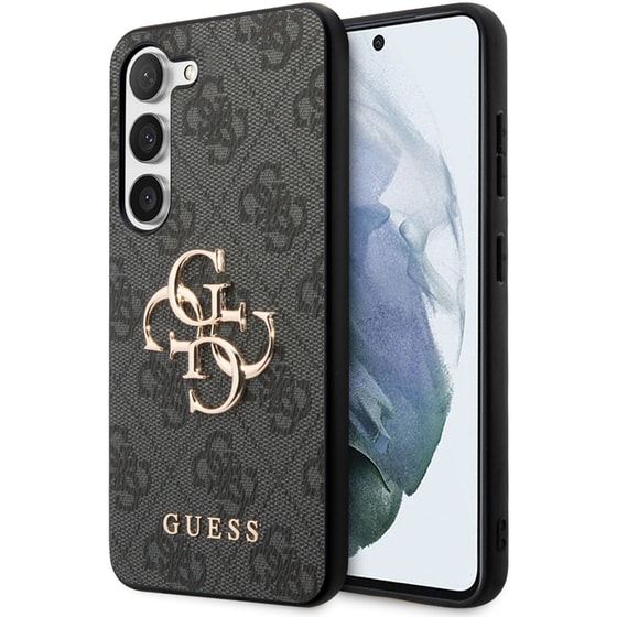 Θήκη Samsung Galaxy S23 S911 - Guess 4g Metal Logo Collection Perforated PU Leather Case - Γκρι image 2