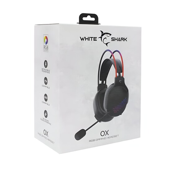 White Shark OX Gaming Ακουστικά Κεφαλής 3.5mm/USB με RGB Φωτισμός - Μαύρα image 4