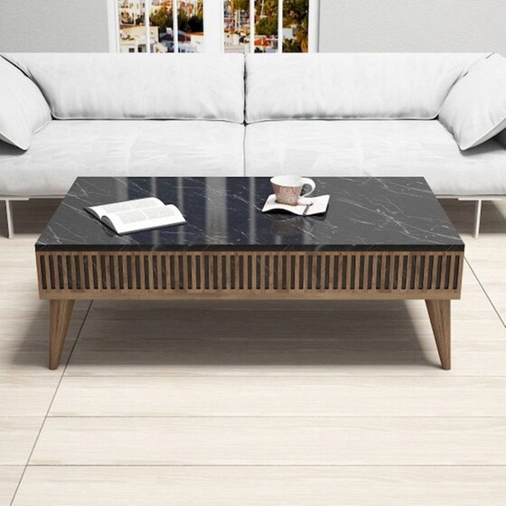 Τραπεζάκι Σαλονιού 24Mall Pavia από Μοριοσανίδα 105x60x34.6 cm - Καφέ/Μαύρο image 2