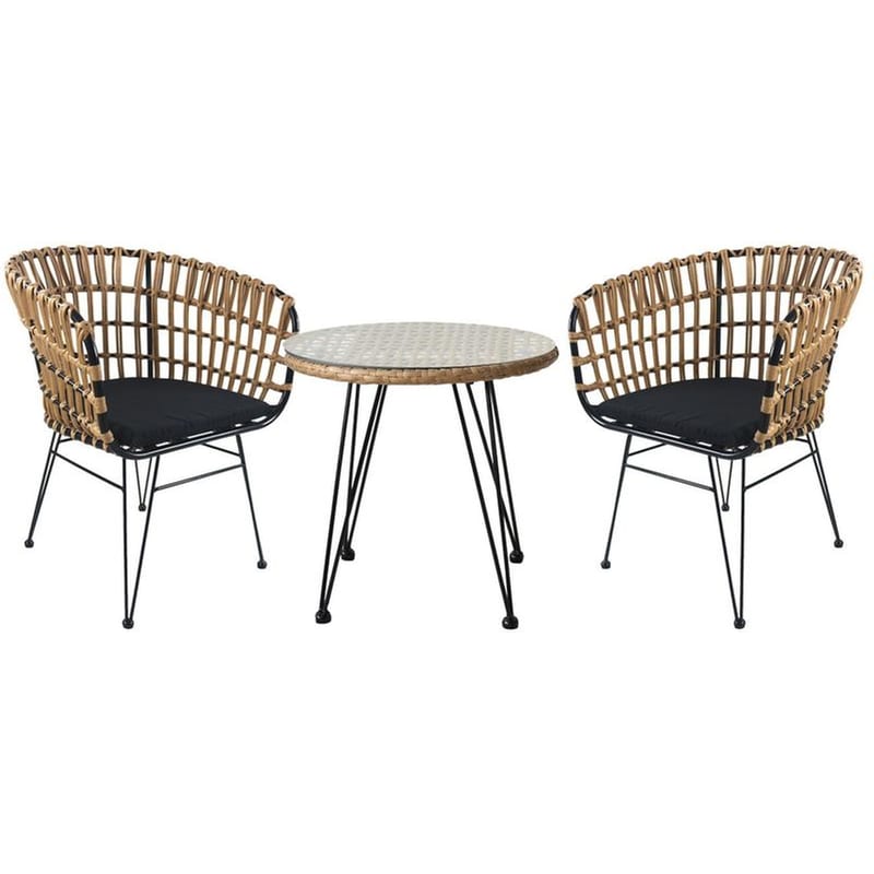 ARTELIBRE Σετ Τραπεζαρίας Artelibre Κήπου Eusebio Μέταλλο/Ρατάν με 2 Καρέκλες 14990346 3 Τμχ - Μαύρο/Φυσικό