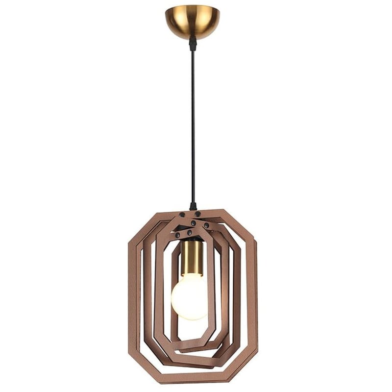 ACA DECOR Φωτιστικό Οροφής Μονόφωτο Aca Triton από Μέταλλο/Mdf 24x24x32-100 cm - Κάμελ