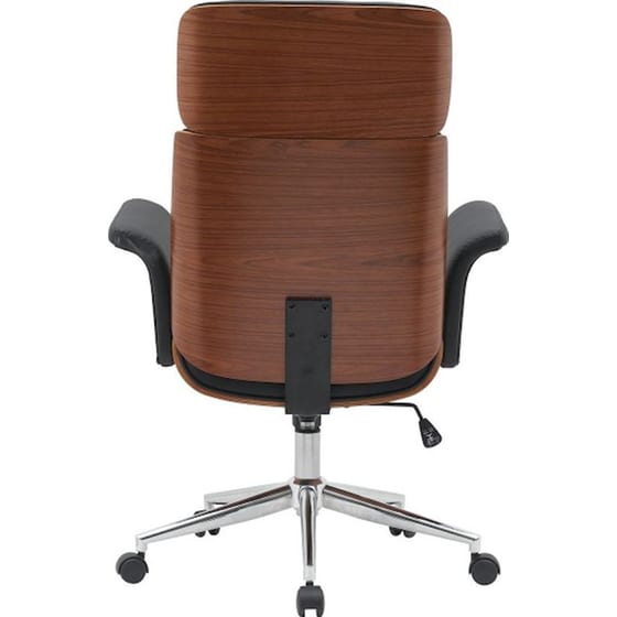 Καρέκλα Διευθυντική 24Mall Cara από Τεχνητό Δέρμα & Ξύλο Plywood - Μαύρη/ Καφέ image 3