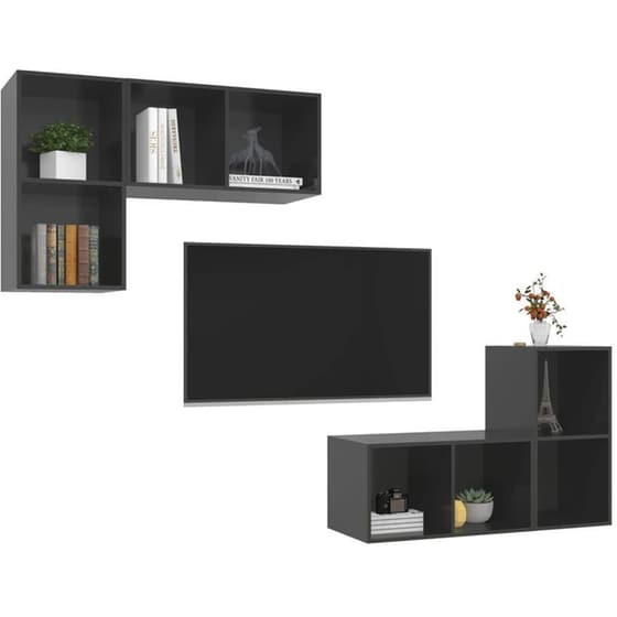 Έπιπλα Τηλεόρασης VidaXL από Μοριοσανίδα 4 Τμχ 37x37x72cm - Γκρι image 1