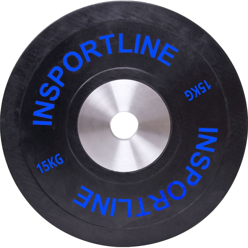 INSPORTLINE Δίσκος InSPORTline Bumper Plate INS-10379 15 kg για Μπάρα Ολυμπιακού Τύπου Ø50mm από Λάστιχο