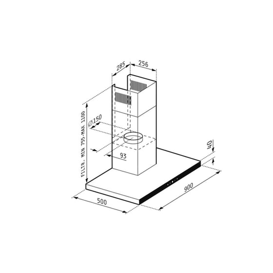PYRAMIS Grandezzo 065039901 90cm Inox Απορροφητήρας Καμινάδα - Τζάκι image 1