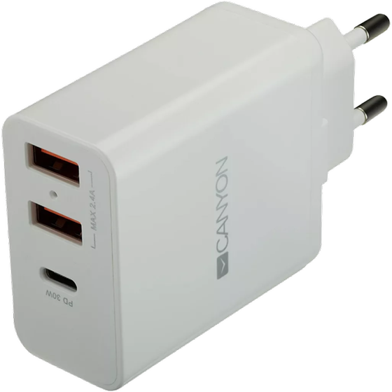 Φορτιστής Πρίζας Canyon Powerfull Technology Multi - USB Wall Charger 2.4A H-08 Λευκό image 2