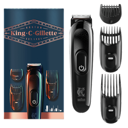 Trimmer GILLETTE x BRAUN King C. Gillette Επαναφορτιζόμενο με 3 Εξαρτήματα Κοπής Μαύρο