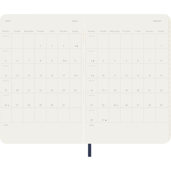 Ημερολόγιο Εβδομαδιαίο 2027 Moleskine 12M Pocket Soft Cover Μπλε image 3