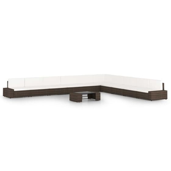 Vidaxl Σαλόνι Κήπου 11 Τεμαχίων Καφέ Από Συνθετικό Ρατάν Με Μαξιλάρια image 1