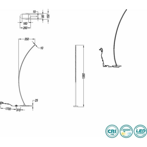 Trio Lighting Solo LED Φωτιστικό Δαπέδου Υ158xΜ15εκ. με Θερμό Λευκό Φως 1100lm ΜαύροΚωδικός: R42791132 image 1