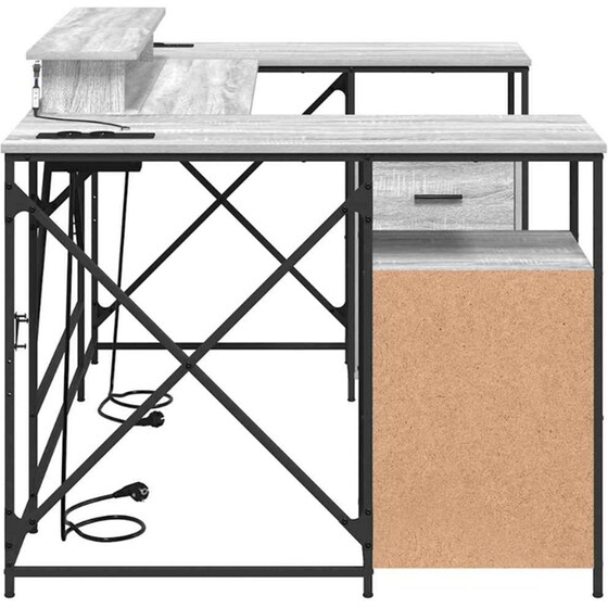 Γραφείο VidaXL από Επεξεργασμένο Ξύλο 182x101x87,5 cm - Γκρι Sonoma image 7