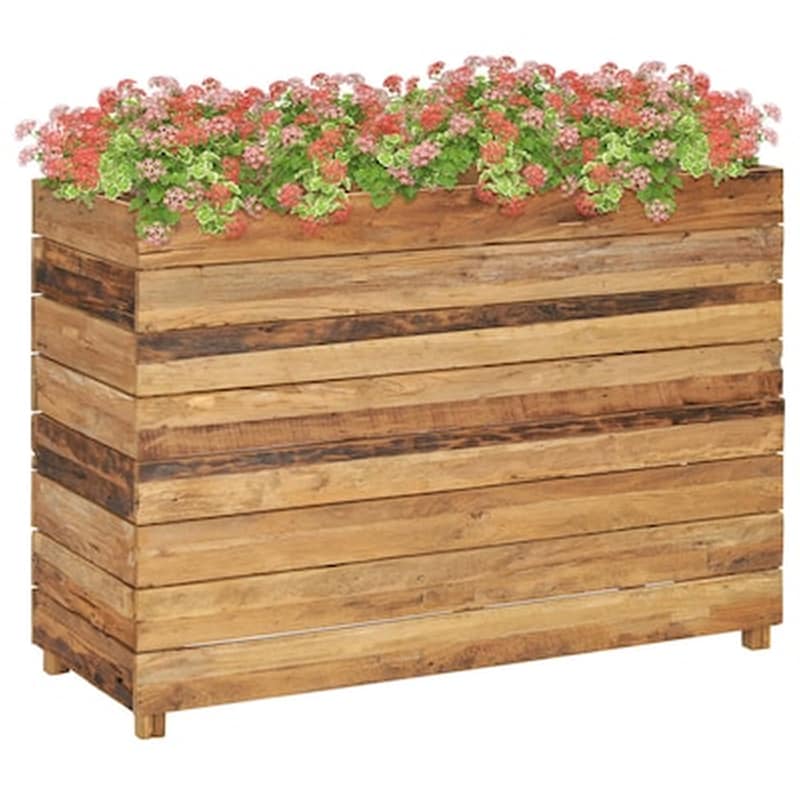 Vidaxl Ζαρντινιέρα Υπερυψωμένη 100x40x72 Εκ. Ανακυκλ. Ξύλο Teak/ατσάλι