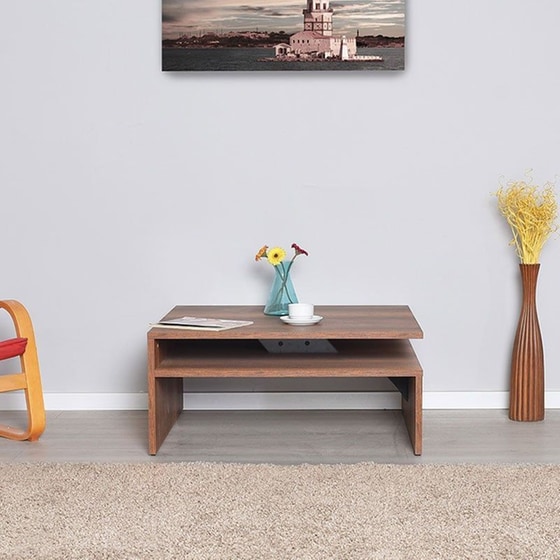 Τραπεζάκι Σαλονιού Spitishop από MDF 90x90x42cm - Καφέ image 2
