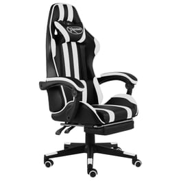 Gaming Καρέκλα VidaXL Racing με Υποπόδιο από Τεχνητό Δέρμα - Μαύρο/Λευκό