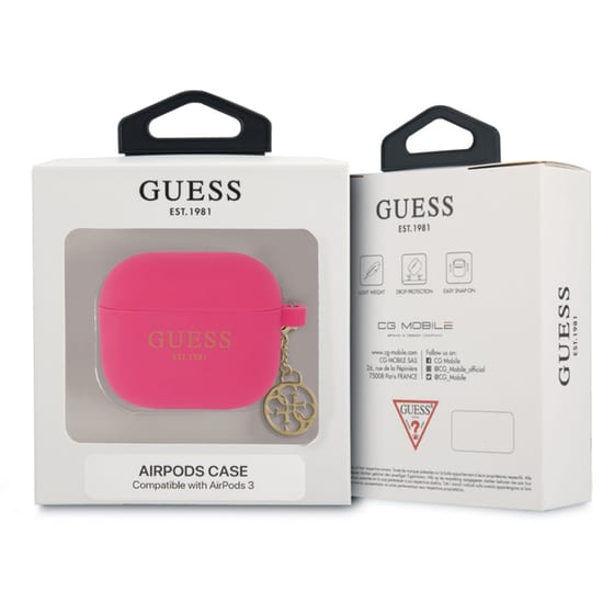Θήκη Σιλικόνης Guess  για Apple Airpods 3rd Gen Charm - Φούξια image 1
