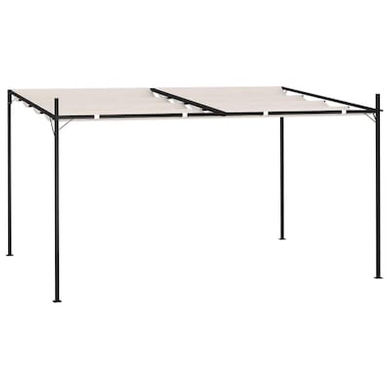 Vidaxl Κιόσκι Με Πτυσσόμενη Οροφή Κρεμ 400 X 300 X 233 Εκ.