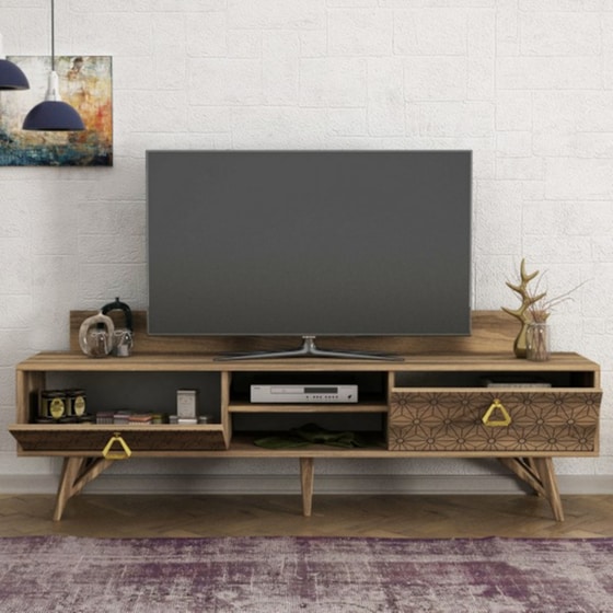 Έπιπλο Τηλεόρασης 24Mall Scintillio από Μοριοσανίδα 180x29.5x48.6 cm -  Καρυδί image 3