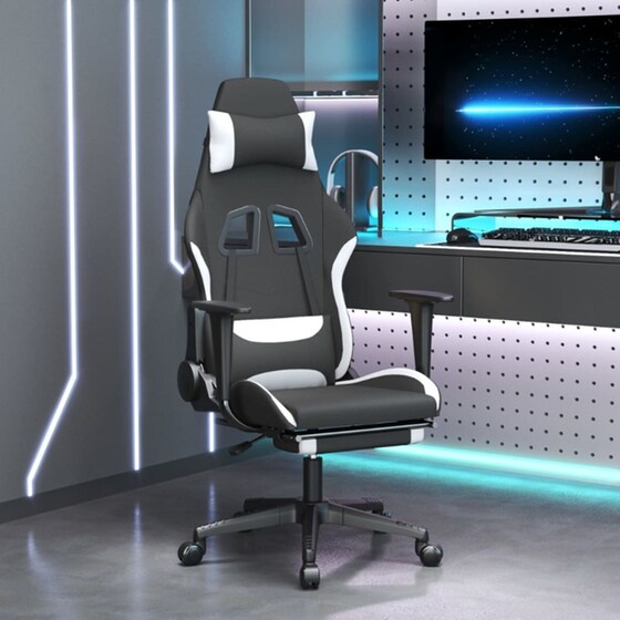 Καρέκλα Gaming VIDAXL 3143750 με Υποπόδιο - Μαύρο image 10