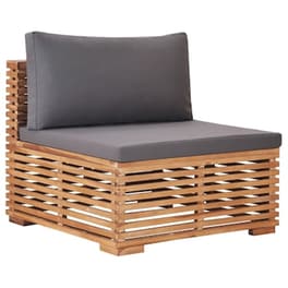 Vidaxl Καναπές Κήπου Μεσαίος Από Μασίφ Ξύλο Teak Με Γκρι Μαξιλάρι
