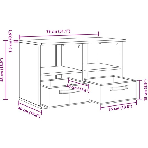 Έπιπλο Τηλεόρασης VidaXL με Συρτάρι 79 x 40 x 48 cm - Γκρι Sonoma image 13