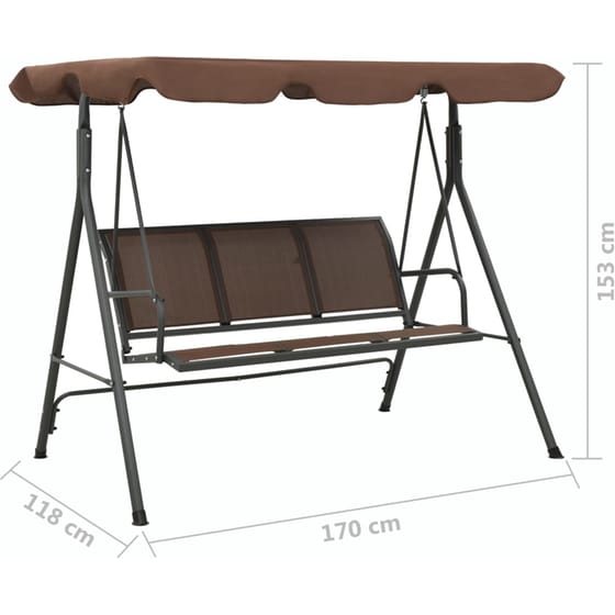 Κούνια Κήπου VidaXL με Σκίαστρο από Χάλυβα 178x112x155 cm - Καφέ image 6