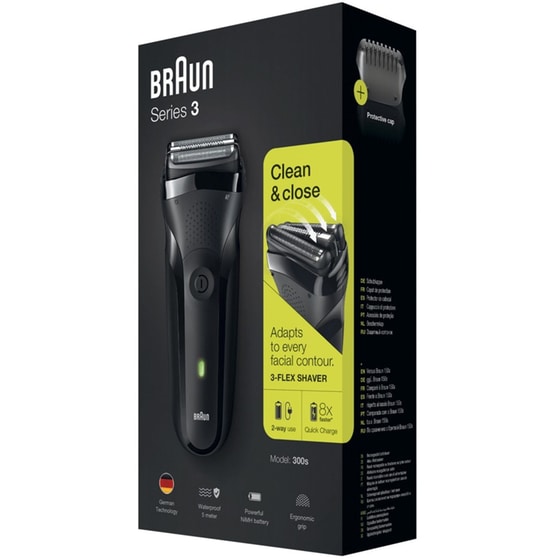 BRAUN 300s Ξυριστική Μηχανή Επαναφορτιζόμενη Μαύρο image 1