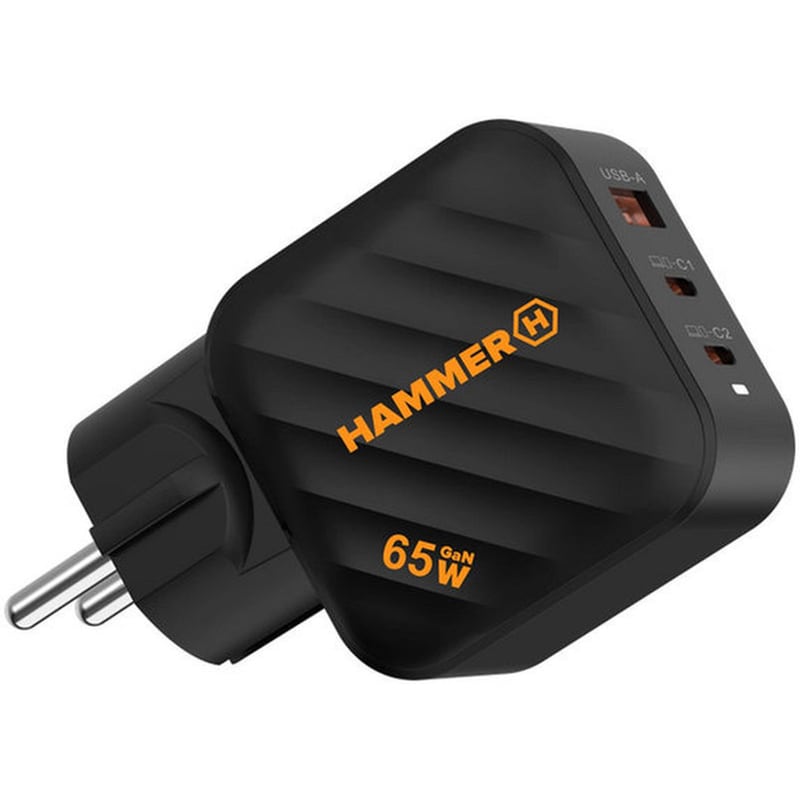 Φορτιστής Πρίζας Hammer USB-C/USB-A 65W - Μαύρο