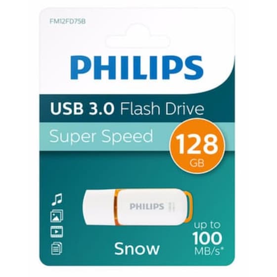 Philips Snow 128GB USB 3.1 Stick Λευκό/Πορτοκαλί image 1