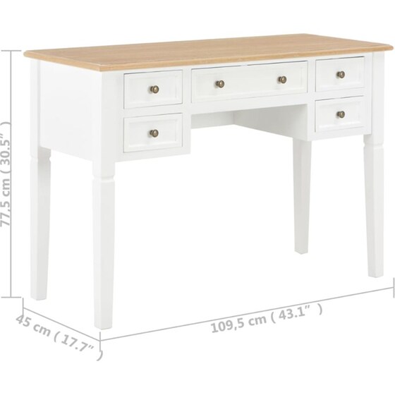 Γραφείο VidaXL από Ξύλο 109,5x45x77,5 cm - Λευκό image 5
