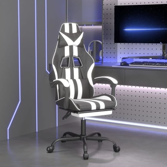 Καρέκλα Gaming VIDAXL 3143835 με Υποπόδιο από Τεχνητό Δέρμα - Μαύρο image 10