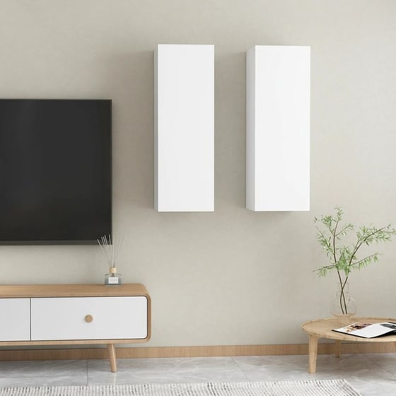 Έπιπλα Τηλεόρασης VidaXL Μοριοσανίδα 2 Τμχ 30.5x30x90cm - Λευκό image 2