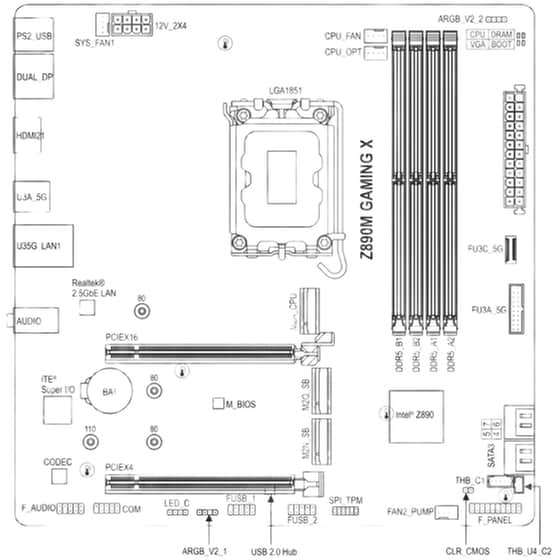 Gigabyte Z890M Gaming X Motherboard Micro ATX με Intel 1851 Socket image 2