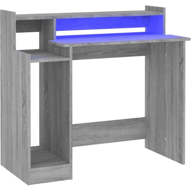 Γραφείο VidaXL με LED από Επεξεργασμένο Ξύλο 97x45x90 cm - Γκρι Sonoma