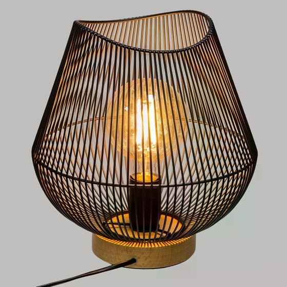 Πορτατίφ Spitishop Μεταλλικό/Ξύλινο Φ26x28 cm - Μαύρο/Καφέ image 1