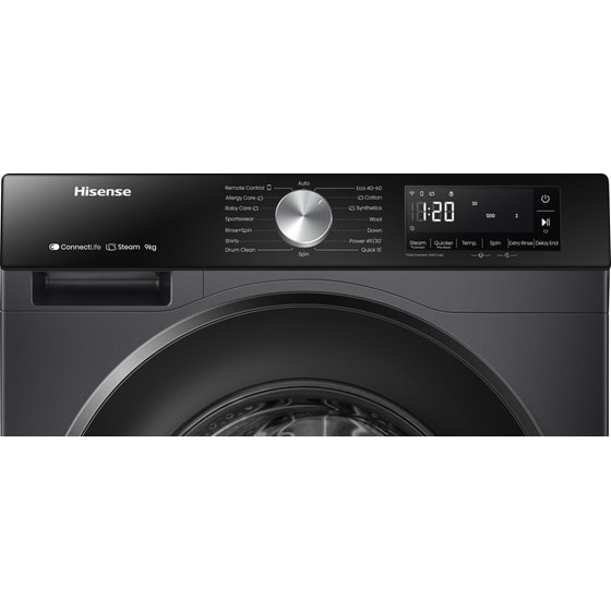 HISENSE WF3S9043BB3 9 kg 1.400 Στροφές Μαύρο με WiFi Πλυντήριο ρούχων image 3