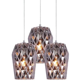Φωτιστικό Οροφής Τρίφωτο Homelighting Luca 77-3722 Γυάλινο/Μεταλλικό - Ασημί/Γκρι