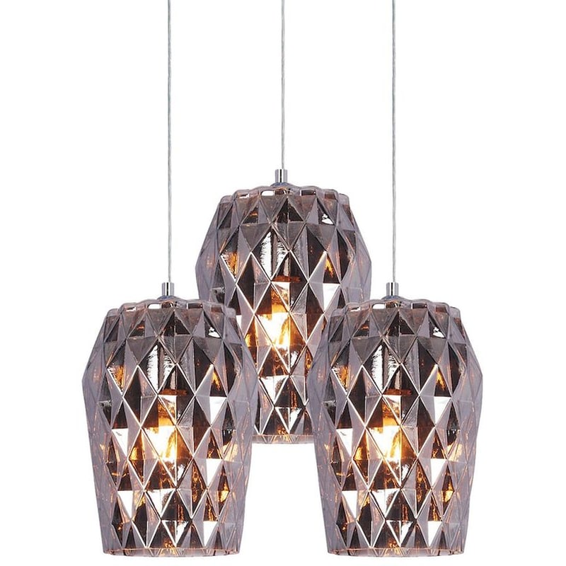 HOMELIGHTING Φωτιστικό Οροφής Τρίφωτο Homelighting Luca 77-3722 Γυάλινο/Μεταλλικό - Ασημί/Γκρι