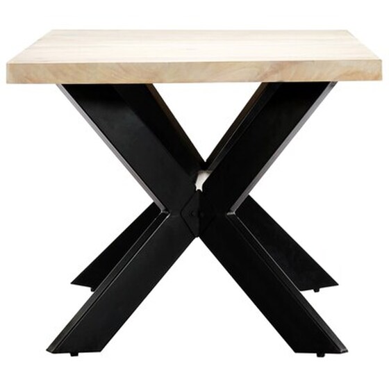 Τραπεζαρία Vidaxl από Μασίφ Ξύλο Μάνγκο 180x90x75 cm - Λευκή/Μαύρή image 3