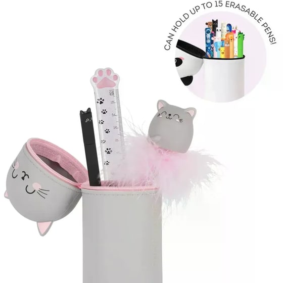 Κασετίνα Βαρελάκι Legami Σιλικόνης 2 in 1 Kawaii Kitty image 3