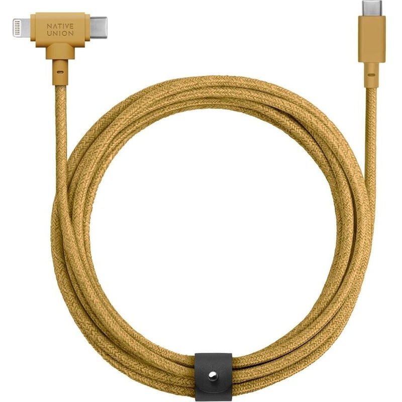 Καλώδιο Φόρτισης Native Union Belt Cable Duo (USB-C σε USB-C Lightning) 1.5m - Kraft