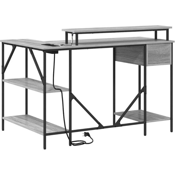 Γραφείο VidaXL από Επεξεργασμένο Ξύλο 120x79x86,5 cm - Γκρι Sonoma image 8