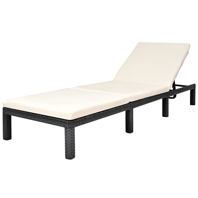 Ξαπλώστρα VidaXL με Μαξιλάρι από Συνθετικό Ρατάν 195x60x22 cm - Μαύρο/Κρεμ