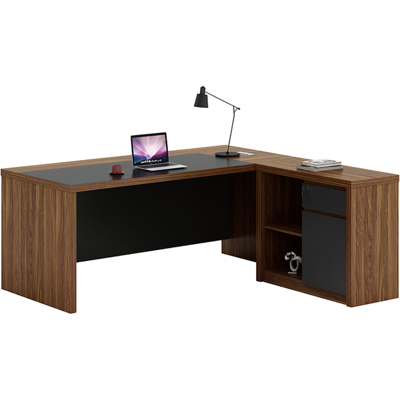 Γραφείο Γωνιακό Αναστρέψιμο Oscar Pakoworld Καρυδί-ανθρακί 200×188,6×76εκ – 246-000003