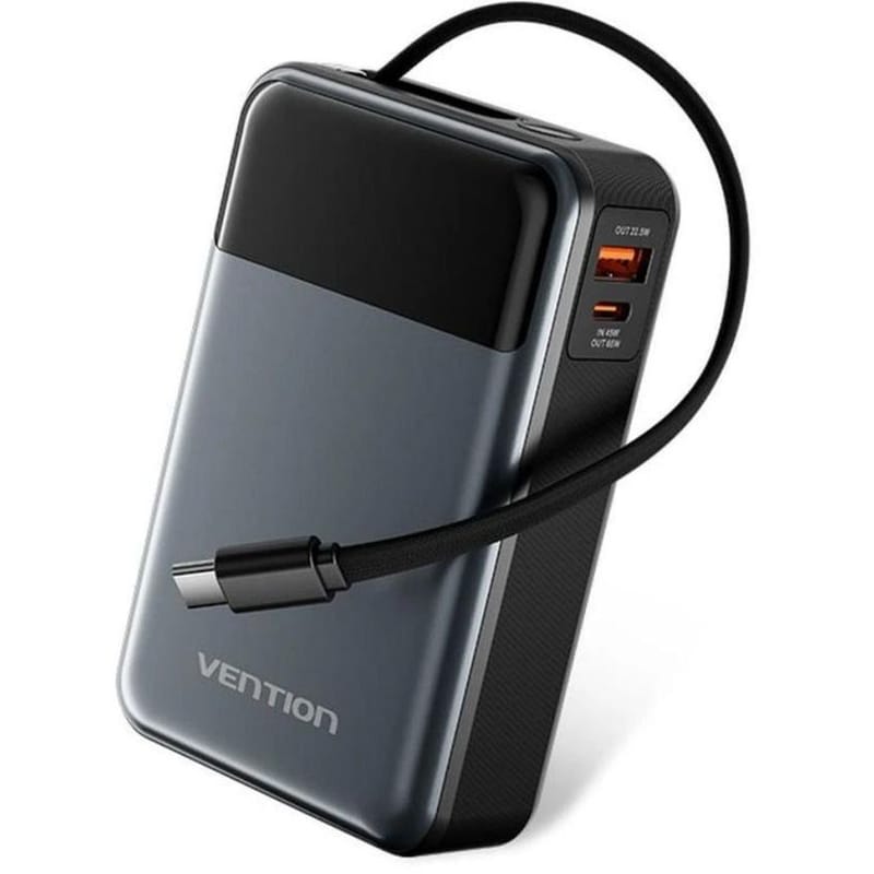 Powerbank Vention FHYB0 με ενσωματωμένο καλώδιο USB-C 20.000mAh 65W - Black