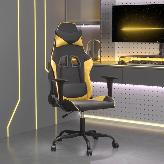 Καρέκλα Gaming VIDAXL 345401 με Ρυθμιζόμενα Μπράτσα από Τεχνητό Δέρμα - Μαύρο image 9