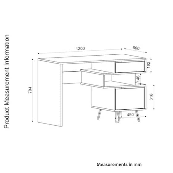 Γραφείο με Συρτάρια ArteLibre Match από Μοριοσανίδα 120x60cm - Φυσικό/Ανθρακί image 1