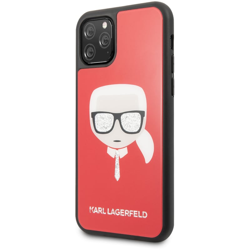 KARL LAGERFELD Θήκη Karl Lagerfeld iPhone 11 Pro Max - Karl Lagerfeld Glitter Head Double Layer Hard Case - Red
