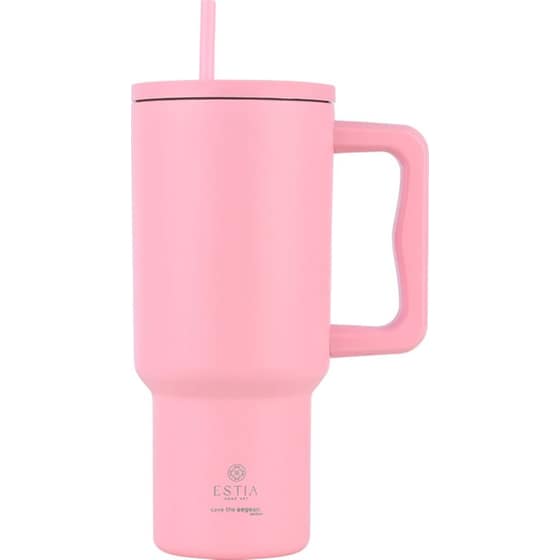 Κούπα Θερμός Estia Με Λαβή & Καλαμάκι 900ml Save The Aegean Tumbler Blossom Rose image 0