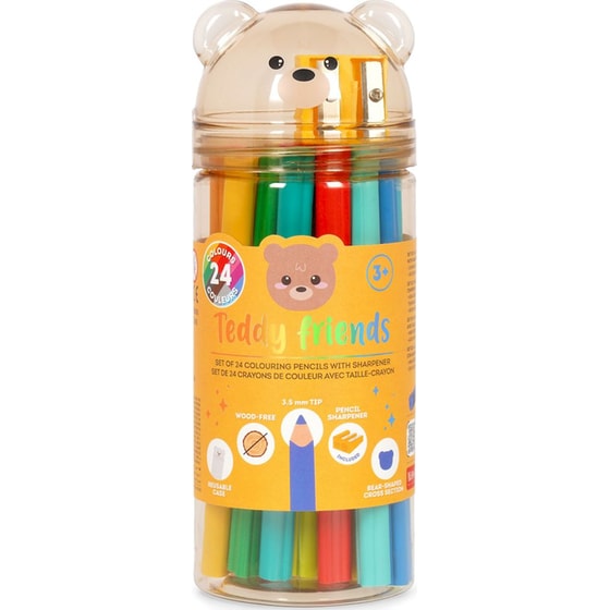 Ξυλομπογιές Legami Teddy Bear Friends 24 Τεμάχια με Ξύστρα image 0