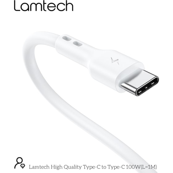 Καλώδιο δεδομένων Lamtech Usb-C σε Usb-C 1m - White image 3